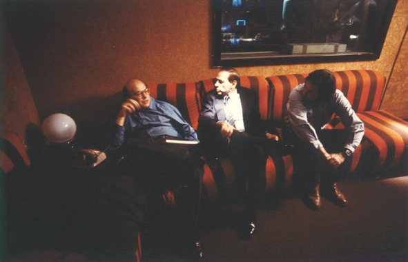 Bettino Craxi (on the left), Filippo Panseca (on the right) and Silvio Berlusconi at Mediaset offices in the 80s). Image credit: Alberto Peruzzo Editore