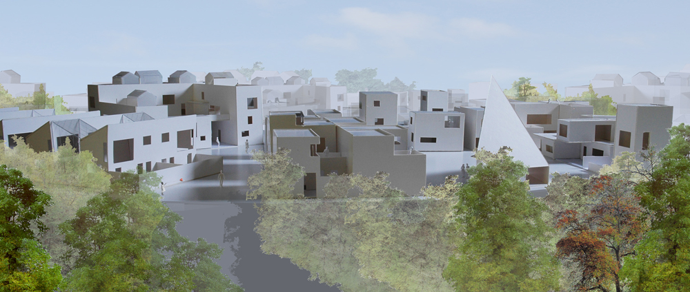 Bebyggelse med ravine illustrasjon: CODE arkitekter