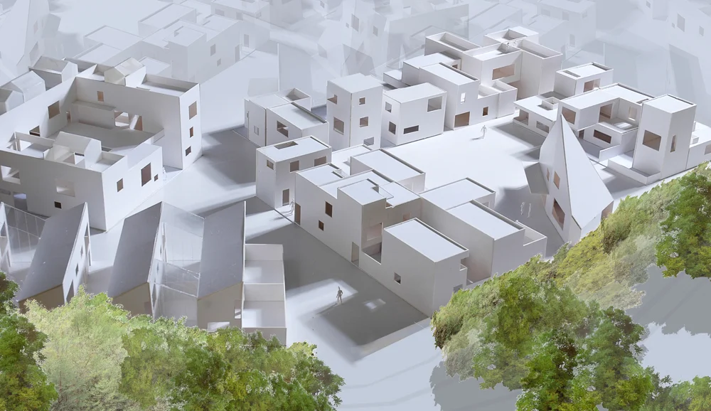 Bebyggelse med ravine illustrasjon: CODE arkitekter