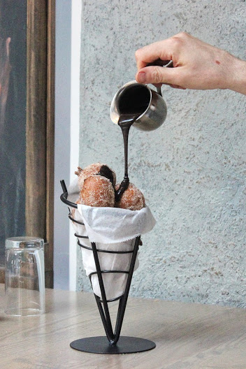 Warm Bombolini with Chocolate-Nutella Sauce at Sotto 13