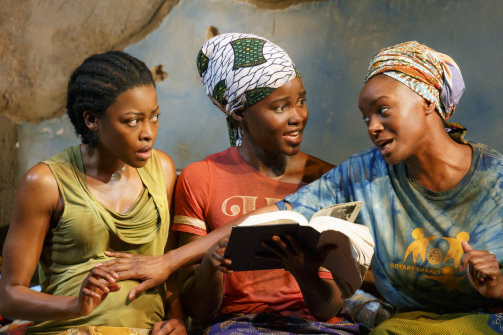 Pascale Armand, Lupita Nyong'o and Saycon Sengloh in Eclipsed. Photo by Joan Marcus.