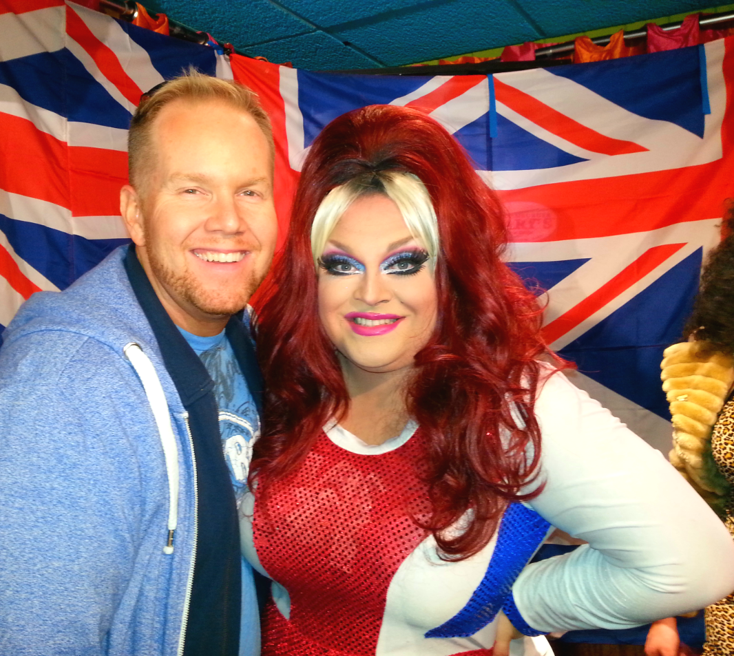 Author Michael Mackie and Ginger Minj ... as Ginger Spice. Duh. 