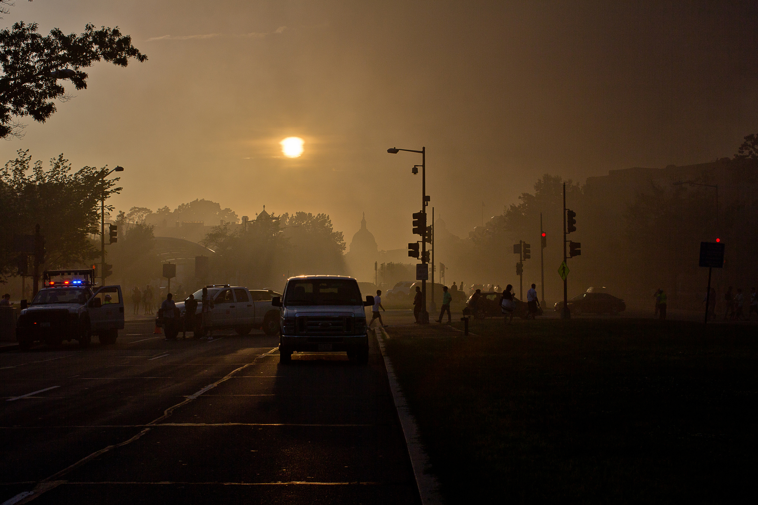 The constant stream of people crossing Pennsylvania Avenue create a great shot with the Capitol in the background.