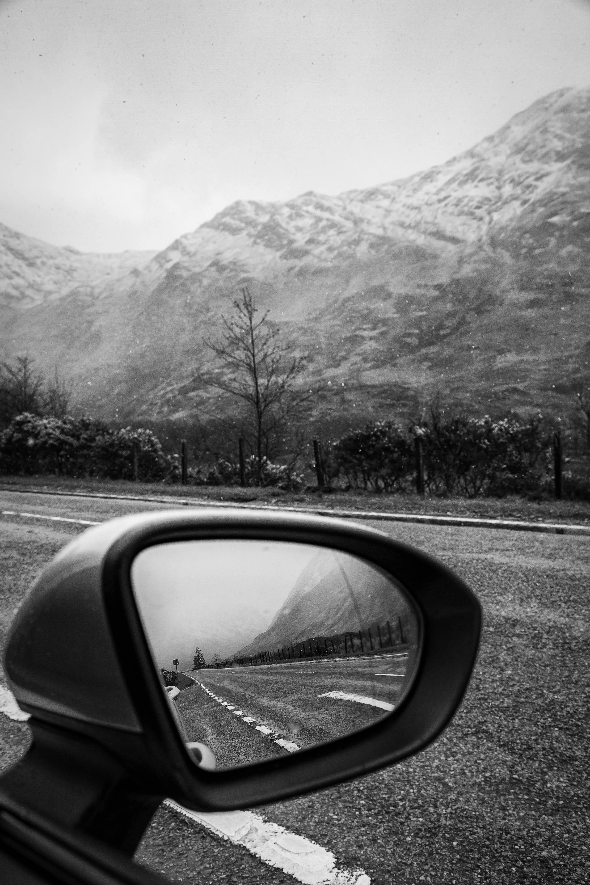 Snow on the Drive to Skye