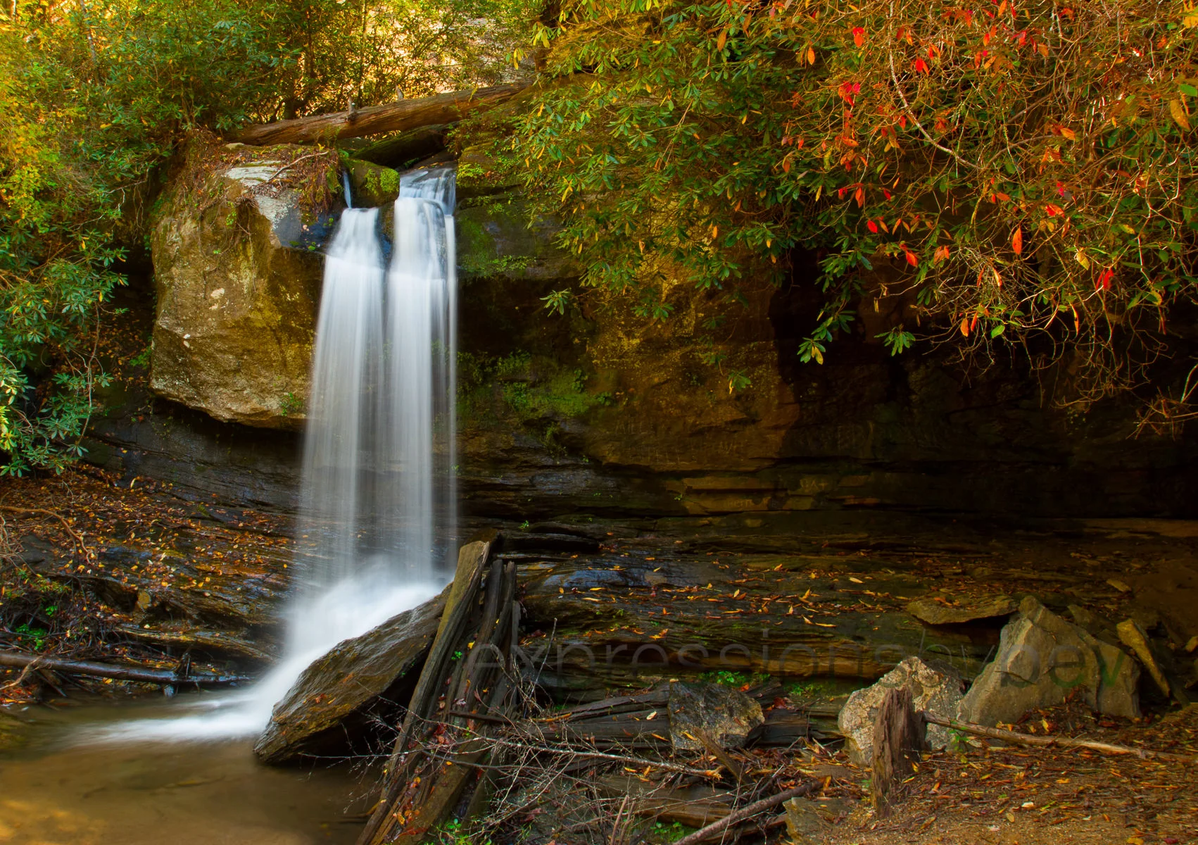 Waterfall at Jocassee Lake - by boat