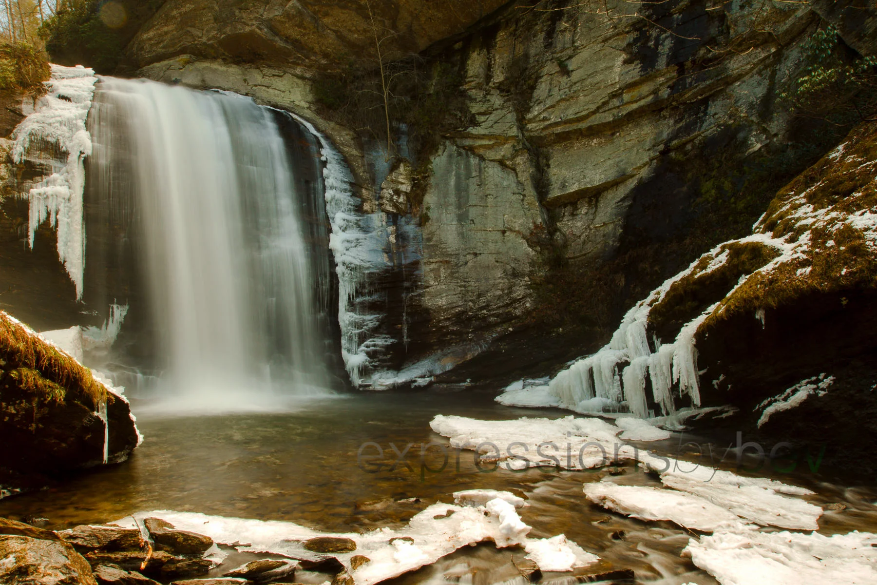 Looking Glass Falls with Ice - Pisgah National Forrest near Brevard, NC
