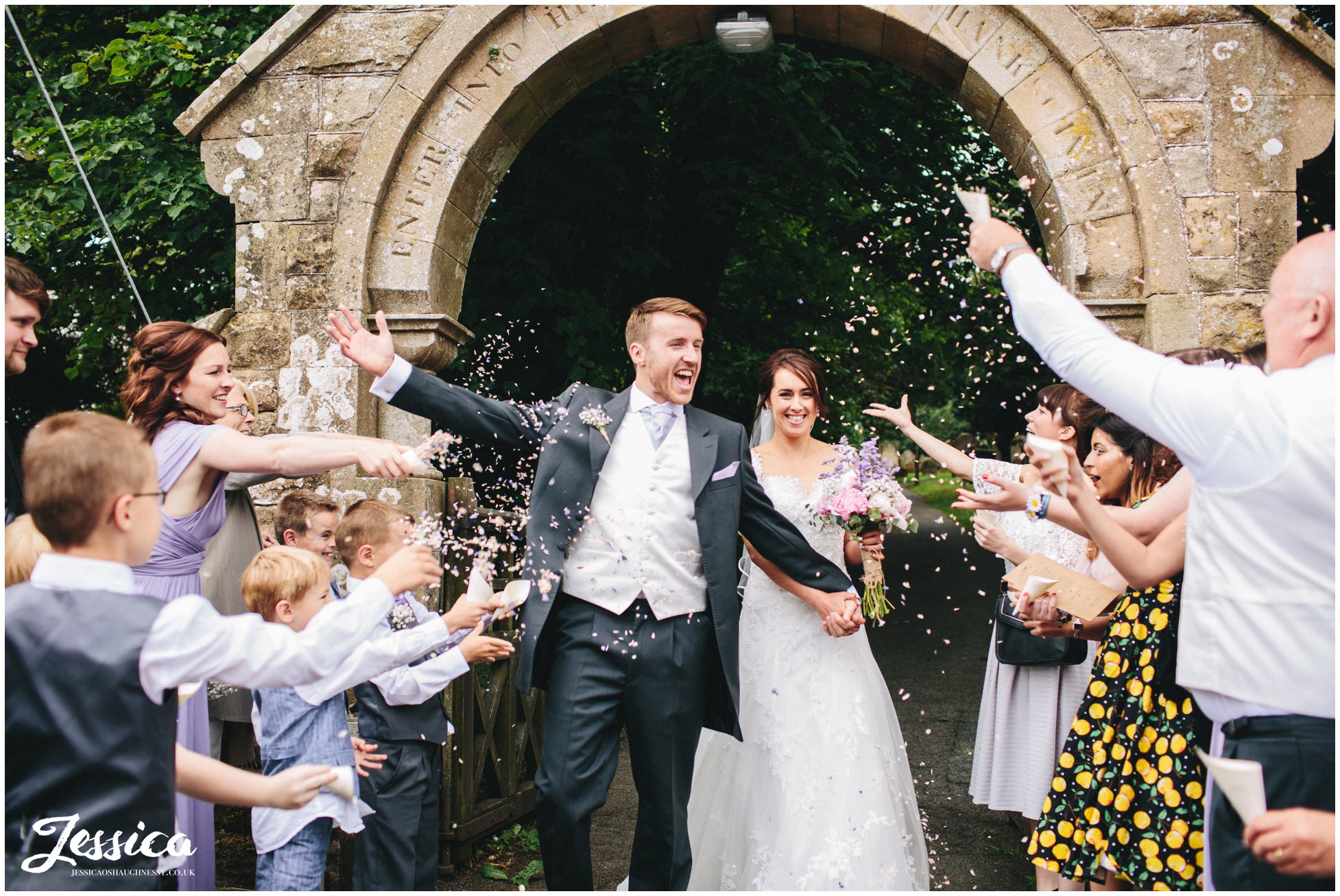 confetti thrown by guests in Cumbria