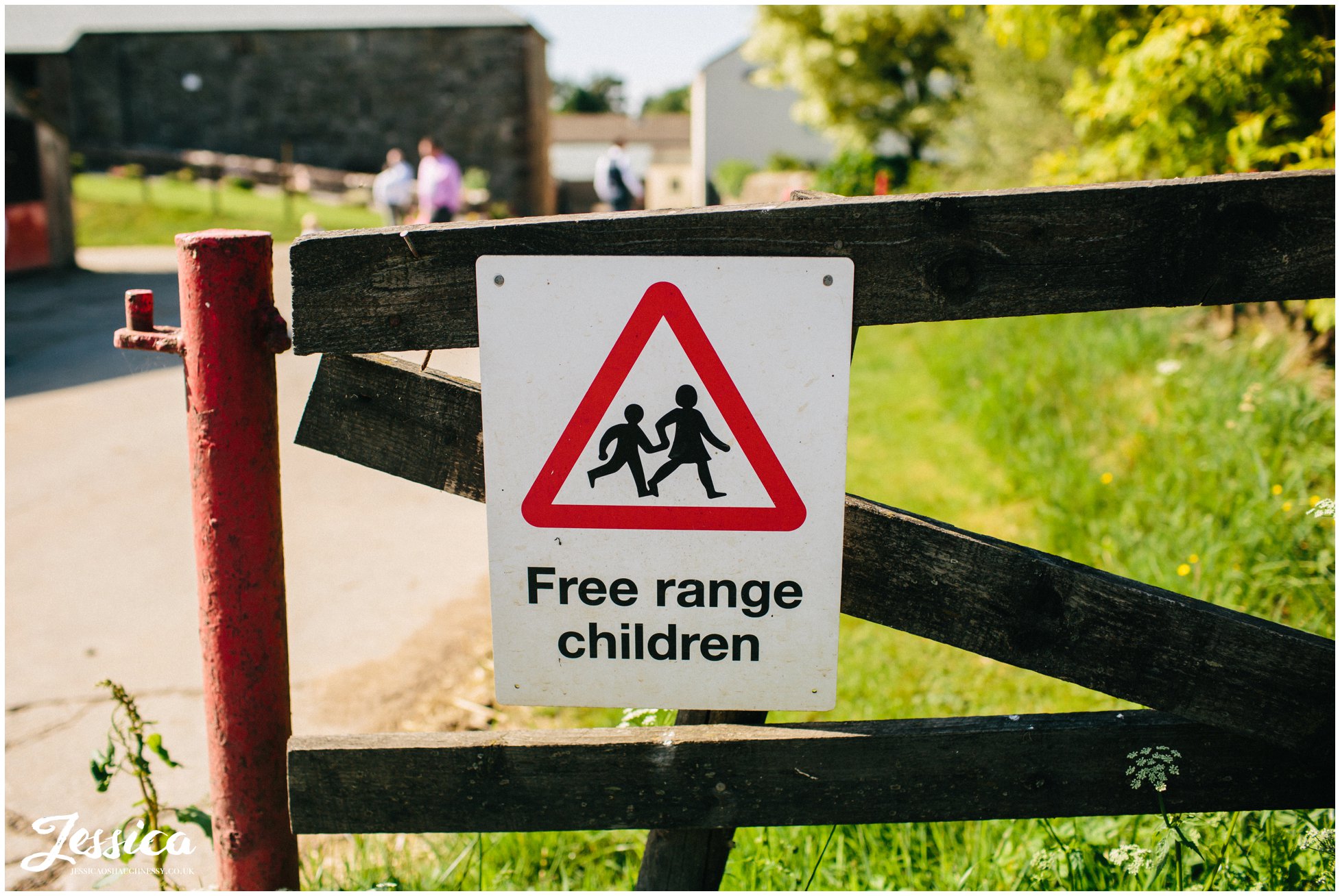Free range children sign at Three Hills Barn, cumbria wedding photographer