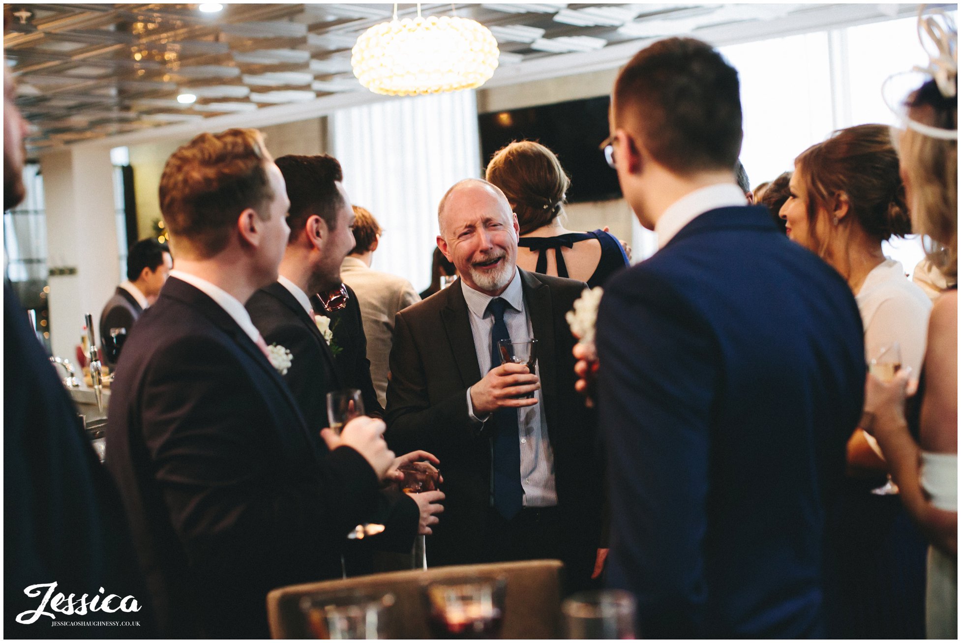 guests laughing & celebrating the marriage at on the 7th, manchester