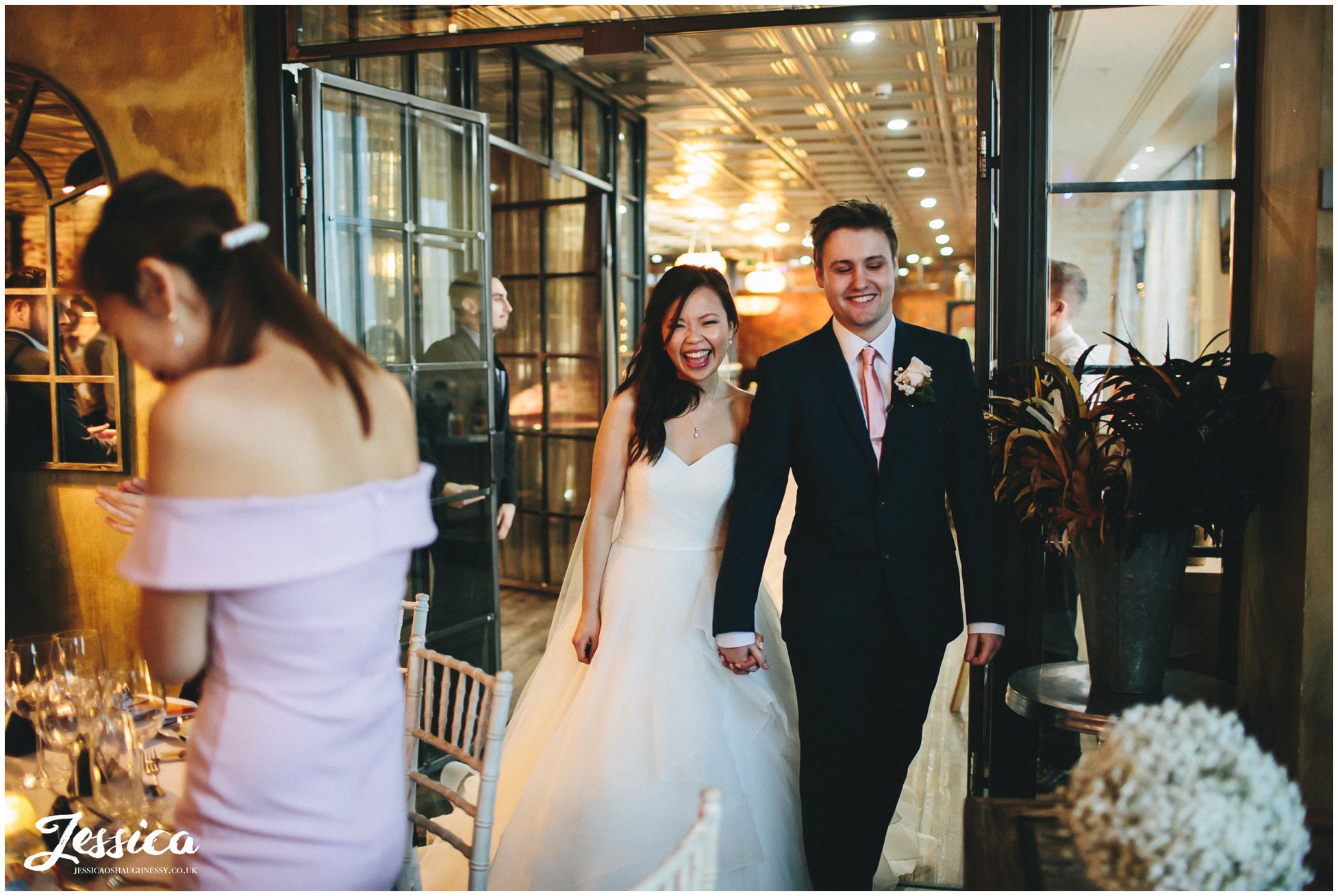 bride & groom are announced in for their wedding breakfast at On The 7th