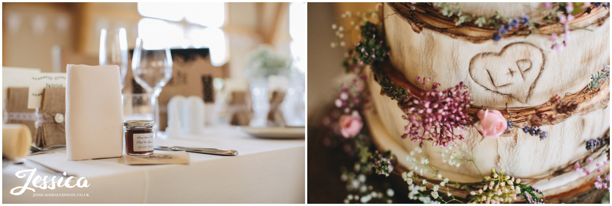 close up of rustic wedding details at a north wales wedding