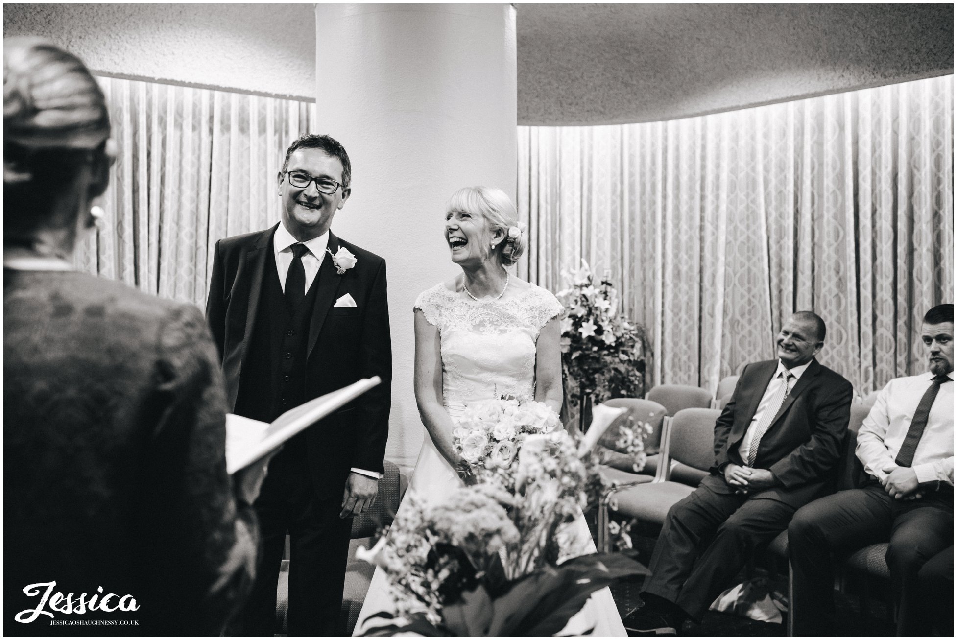 bride & groom at their wedding in chester registry office