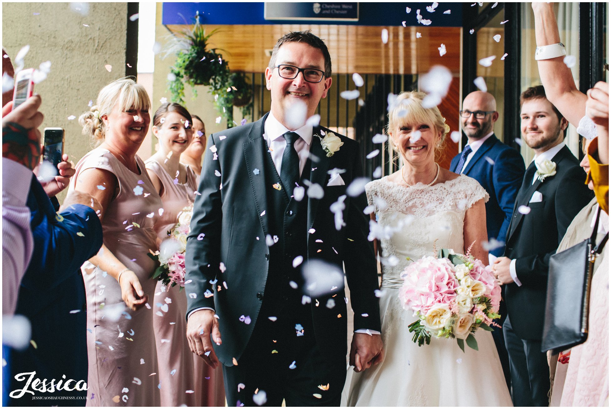 confetti line at a chester wedding