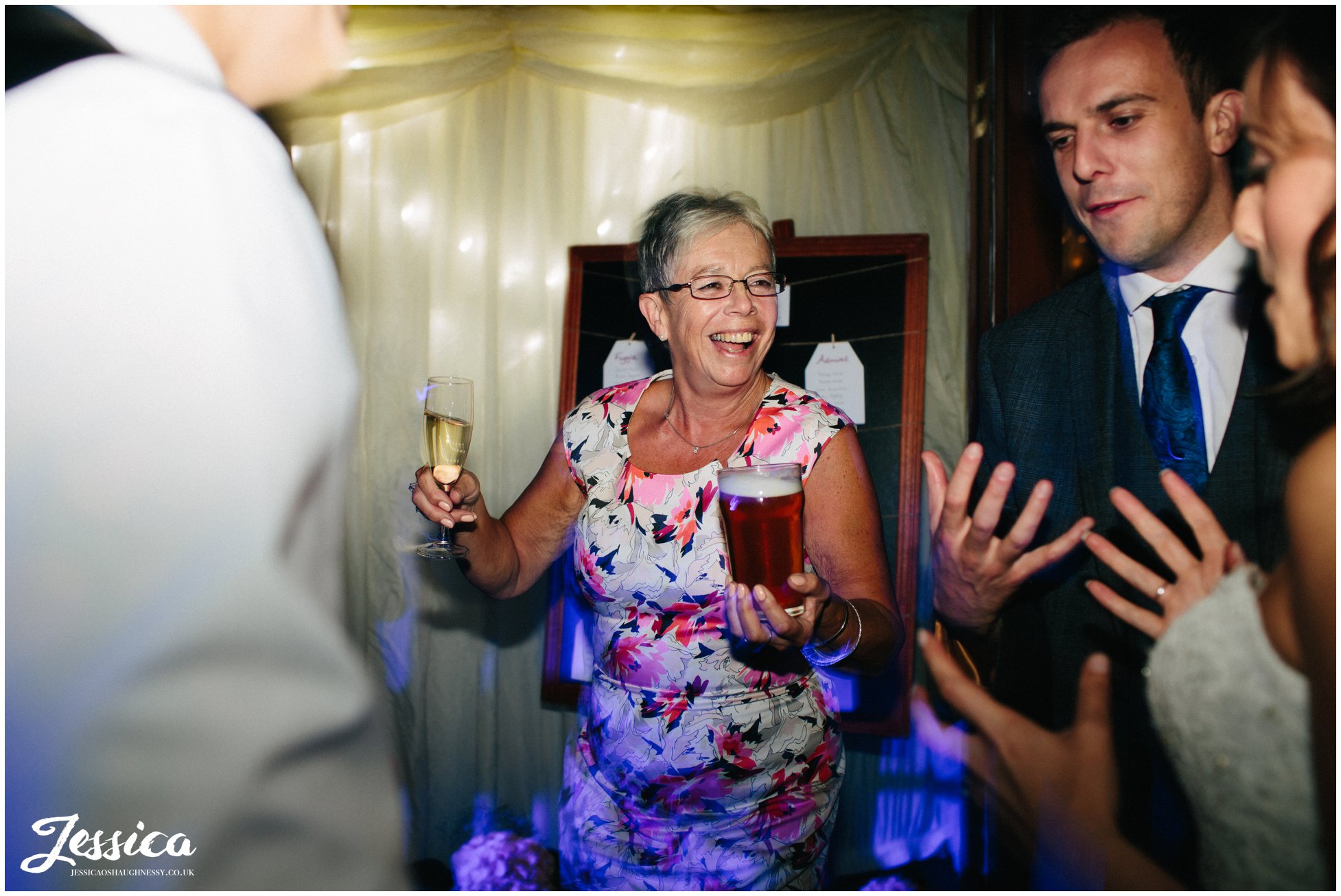 mother of the groom dancing at her sons wedding reception in chester