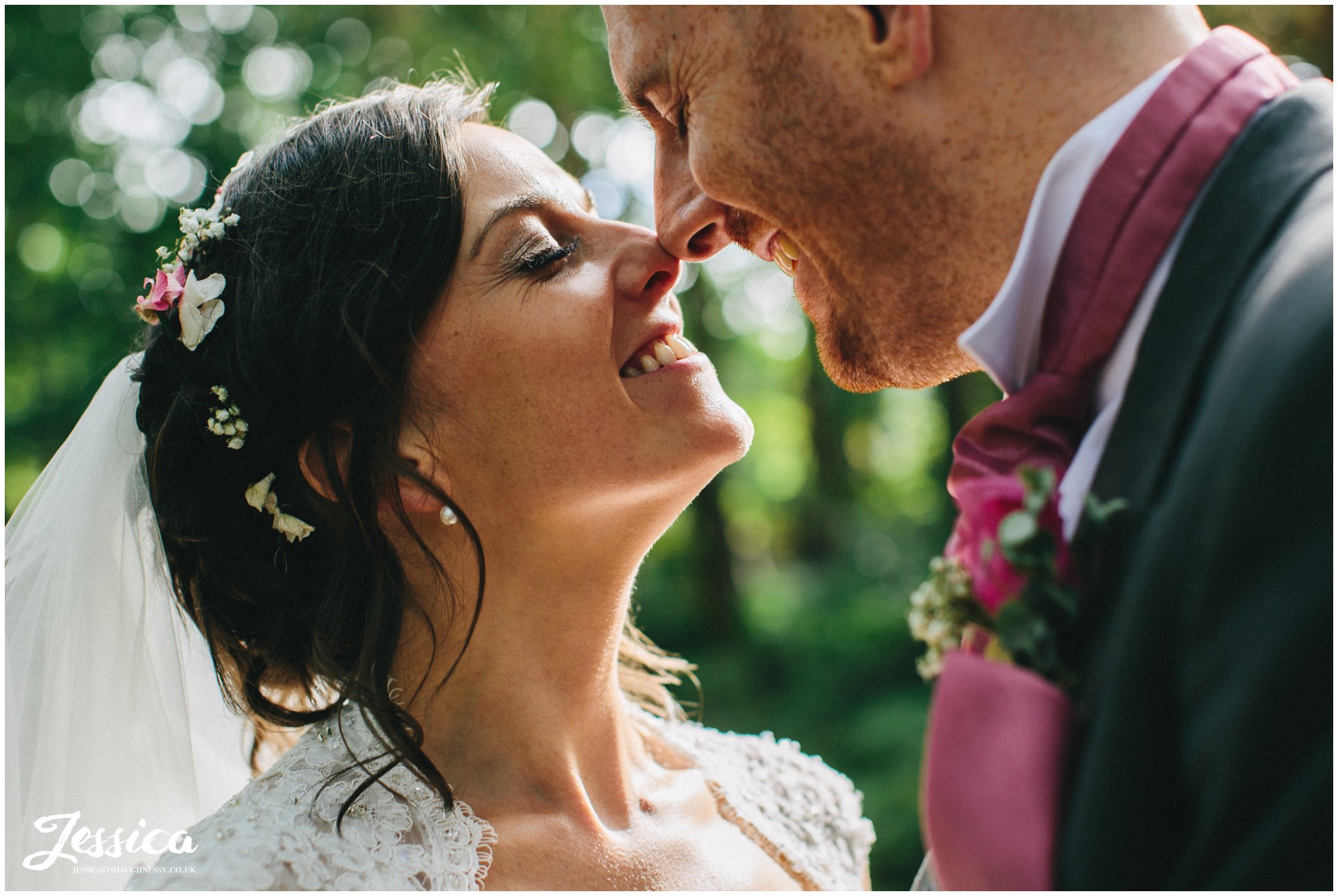 close up of bride & groom on their wedding at - cheshire wedding photographer