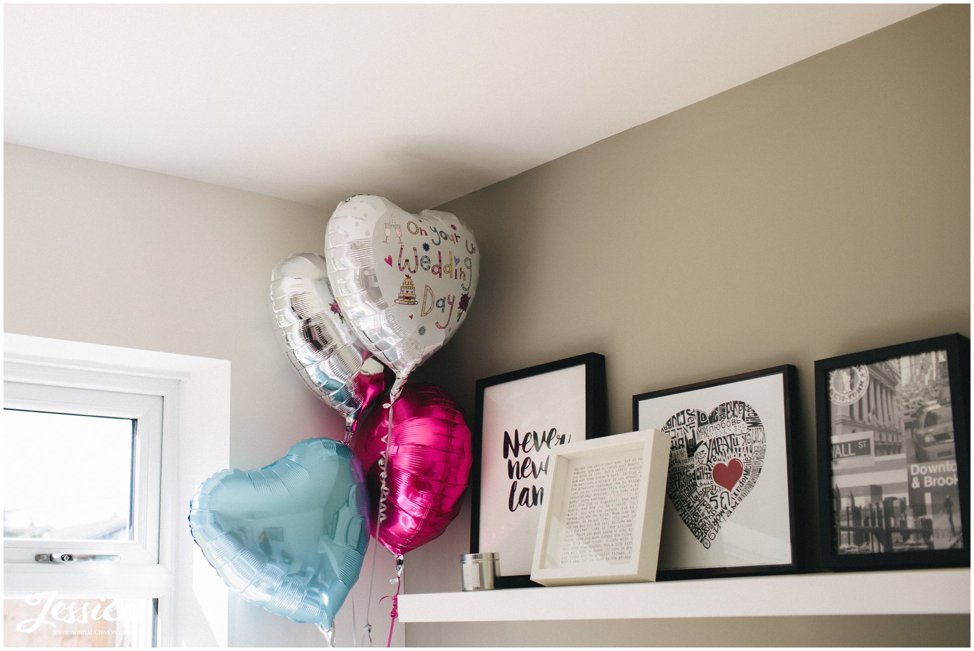 Wedding Day balloons decorate the brides house whilst she gets ready