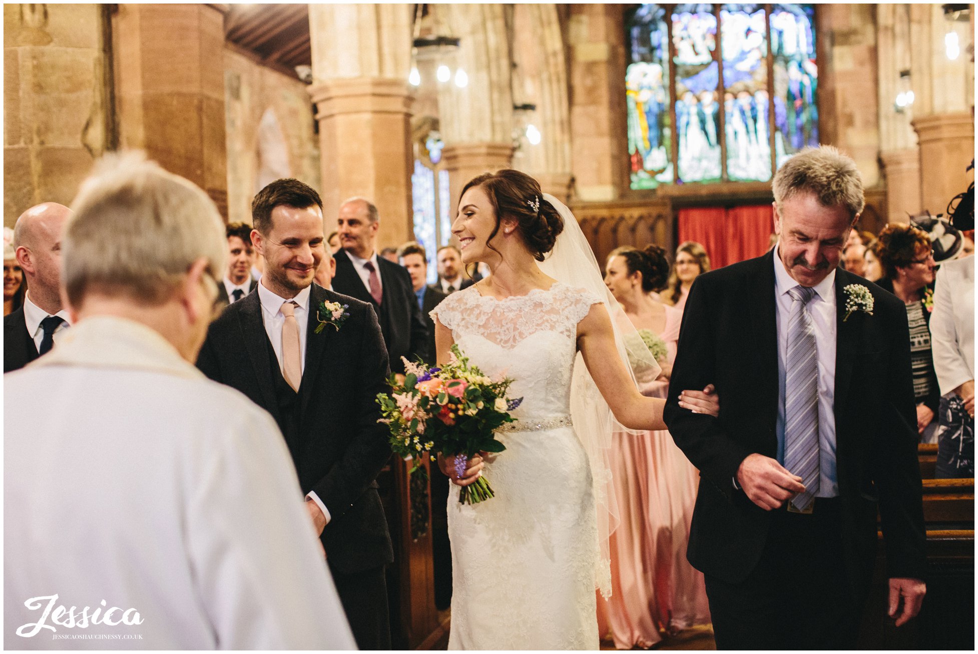 bride & groom see each other for the first time on their wedding day