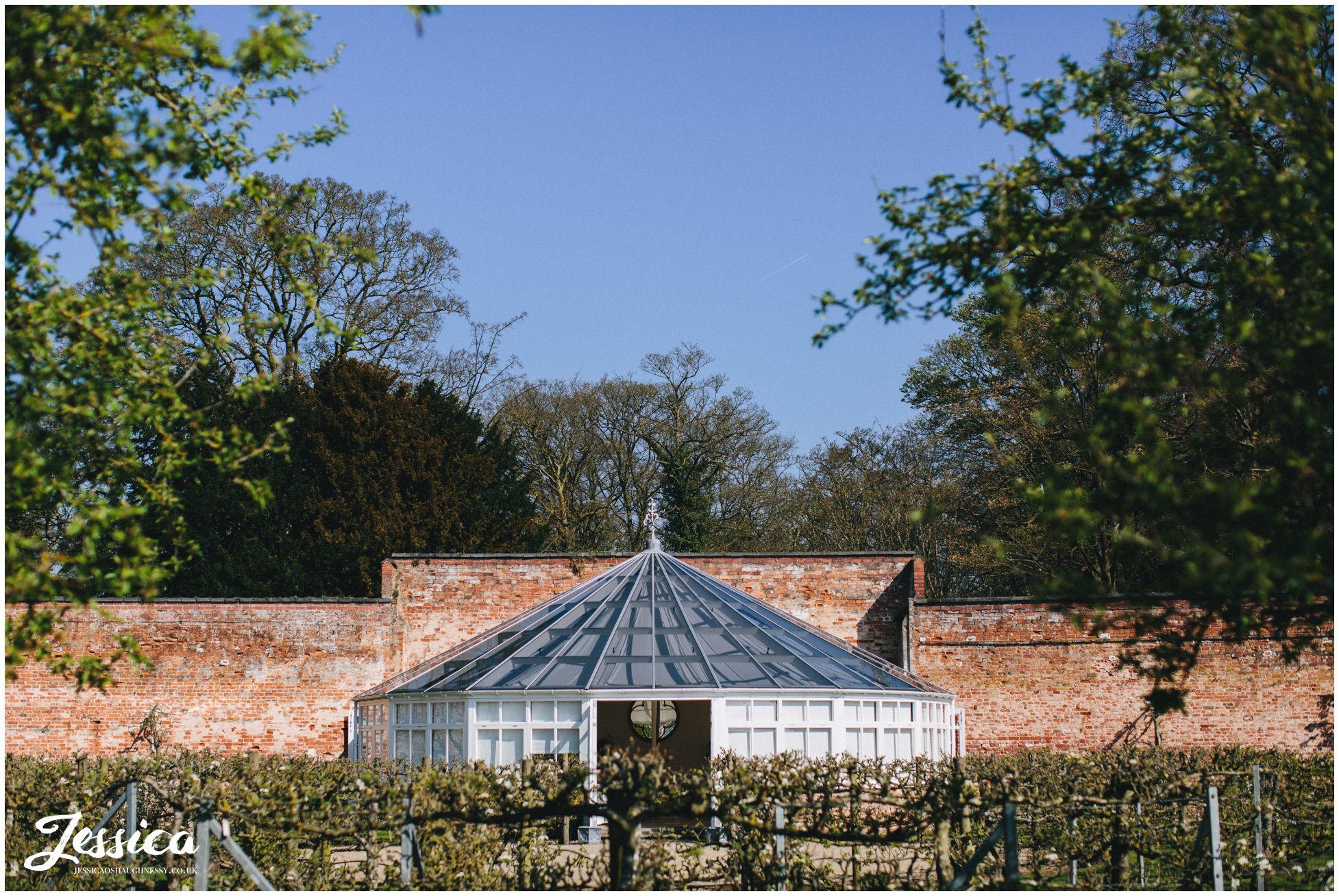 the glasshouse at Combermere Abbey ready for the wedding ceremony