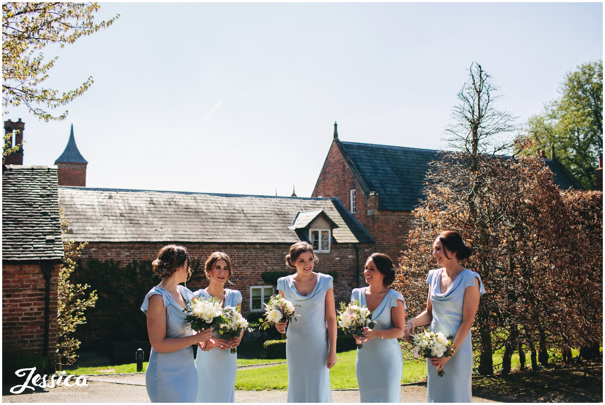 bridesmaids wait for the bride before her ceremony - Combermere Abbey wedding photographer