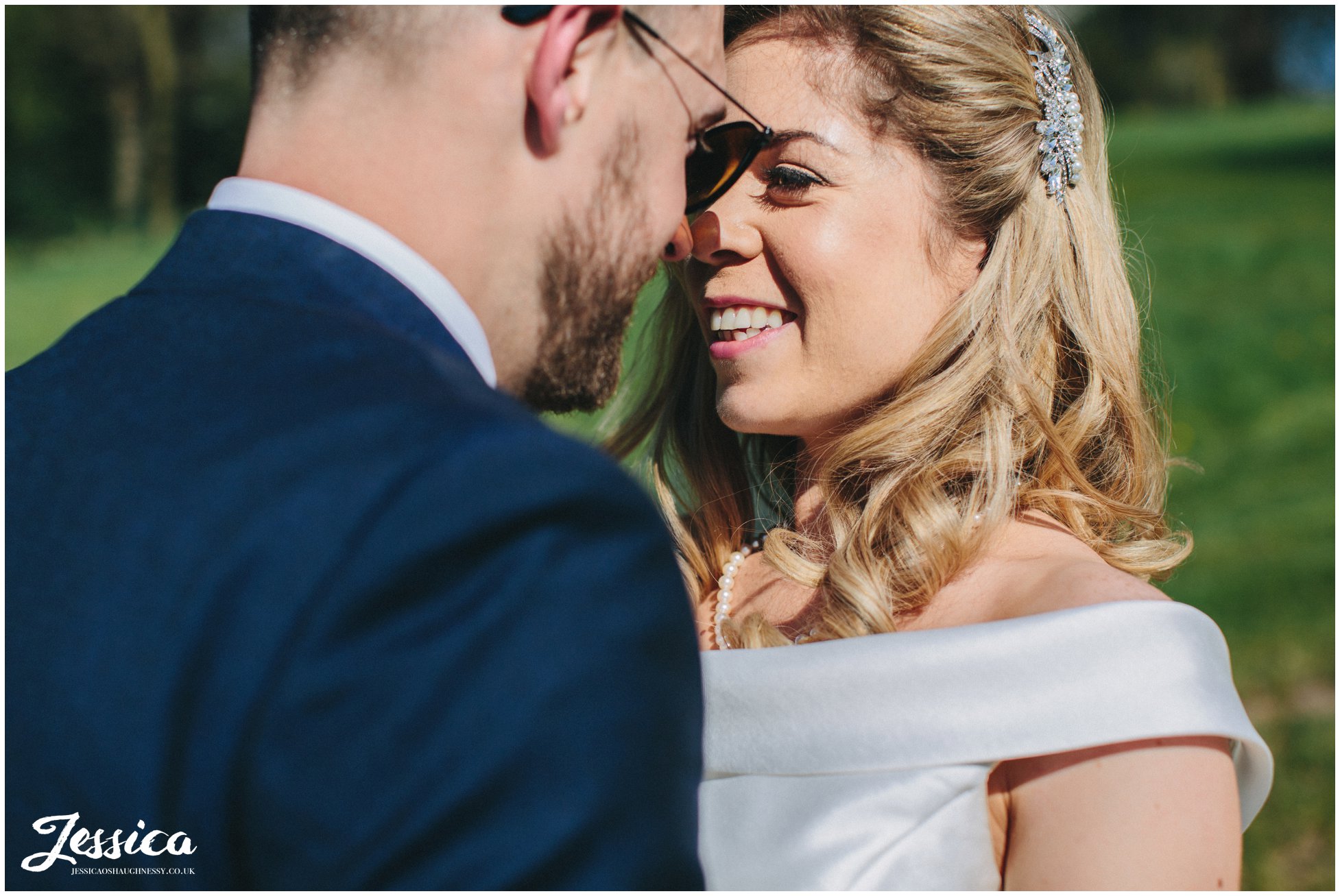 bride laughs at the groom on their wedding day in shropshire