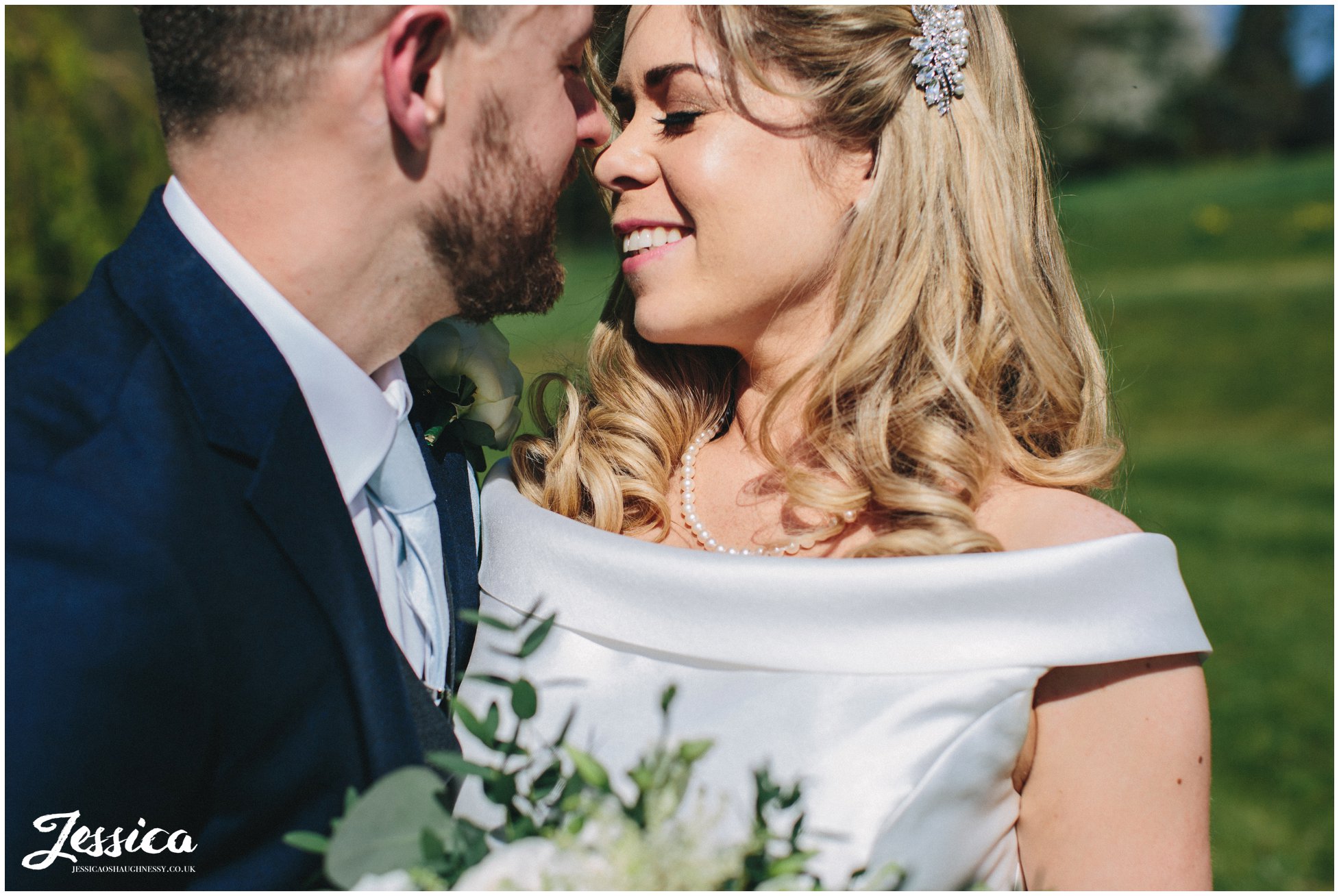 Combermere Abbey - couple embrace on their wedding day