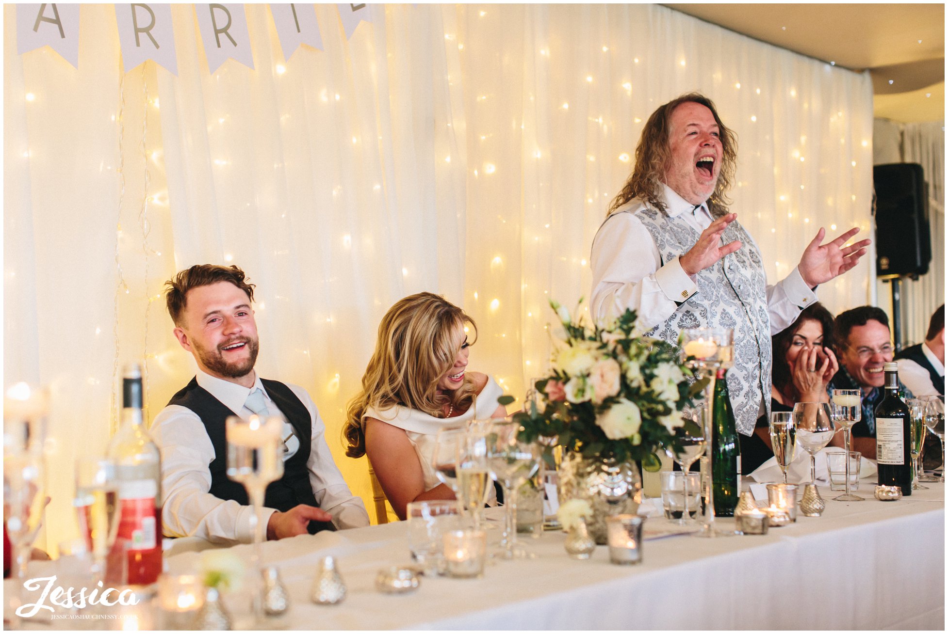 father of the bride giving his speech at the wedding at Combermere Abbey