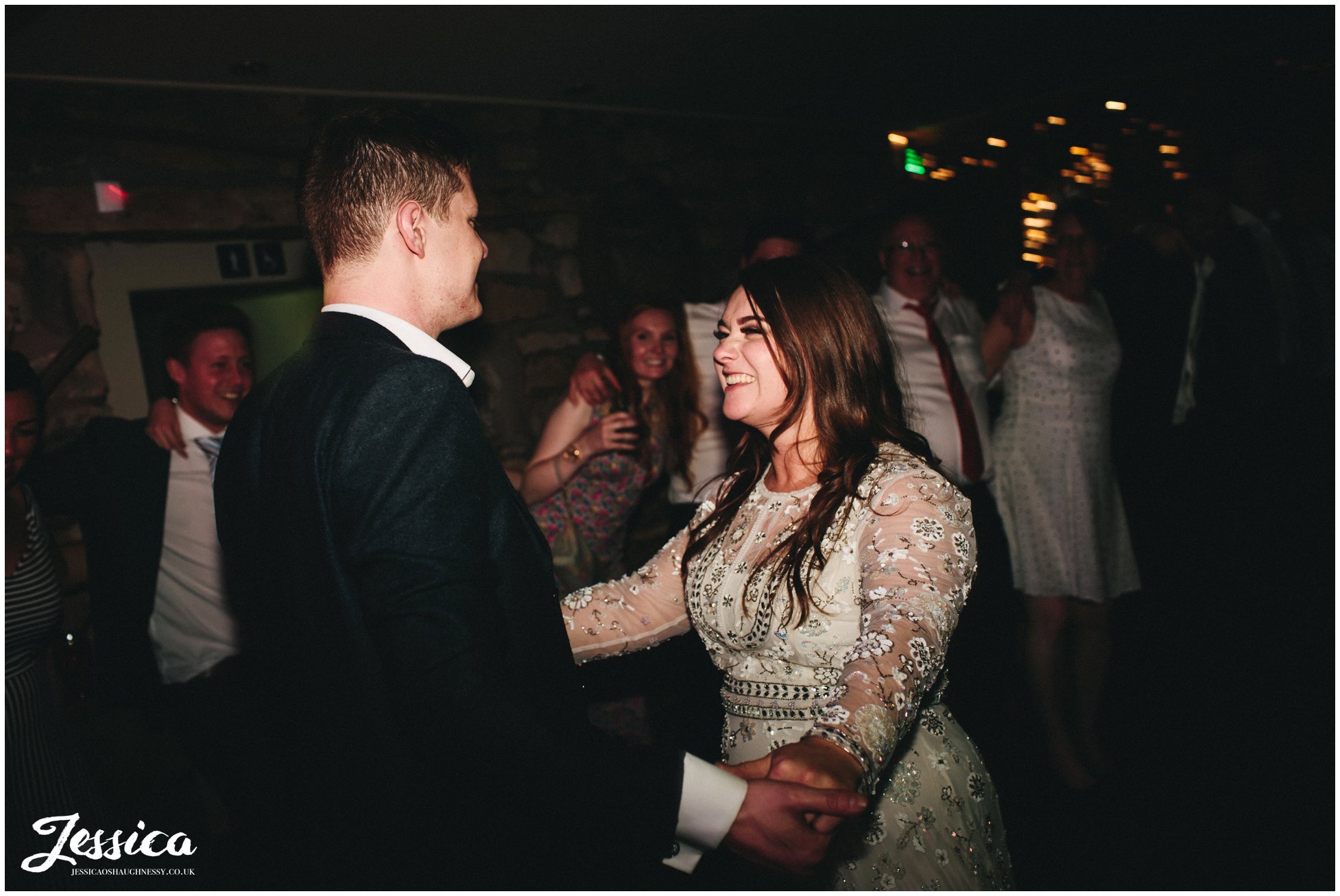 newly wed's dancing to the band at tower hill barns, wrexham