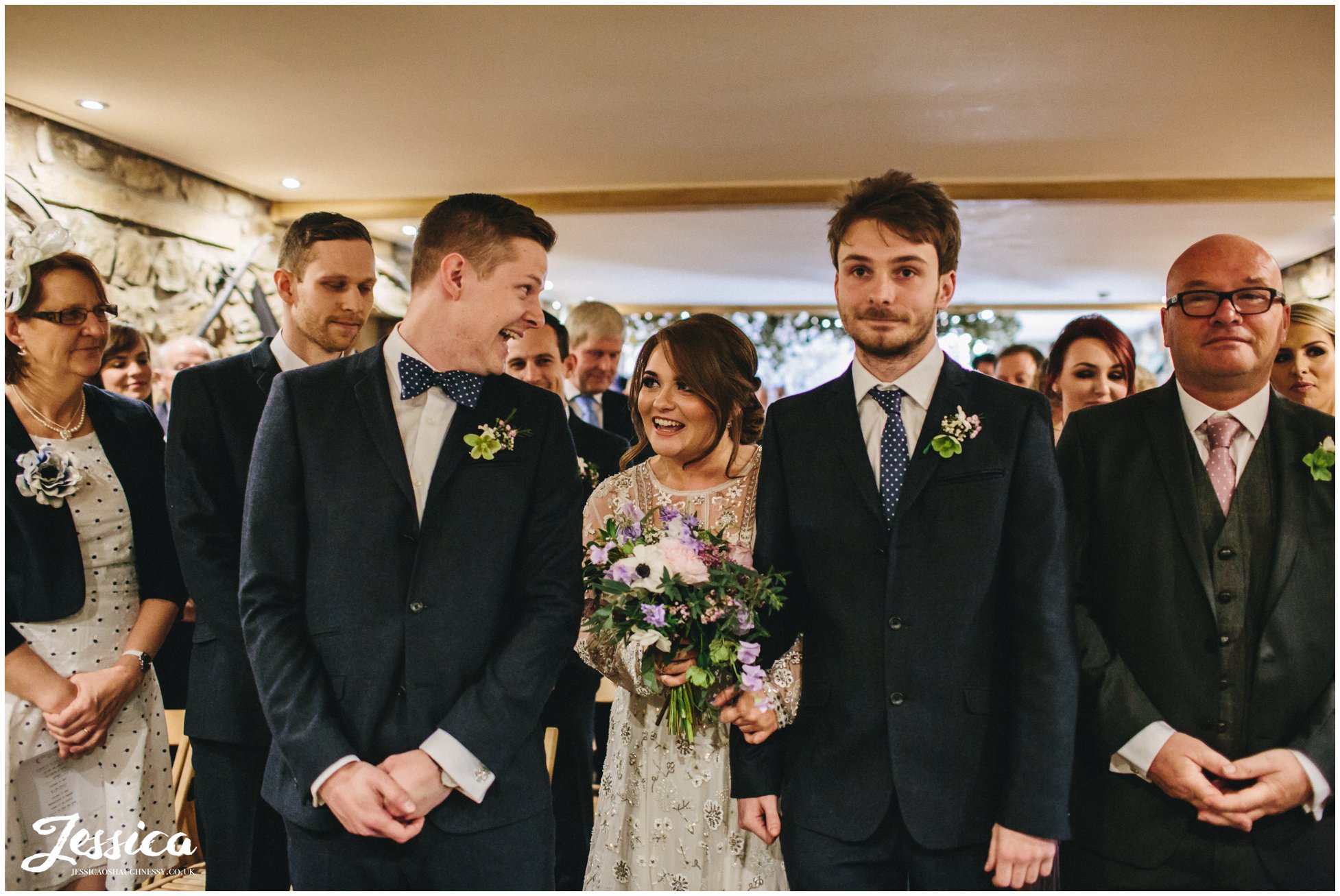 bride & groom see each other for the first time on their wedding day