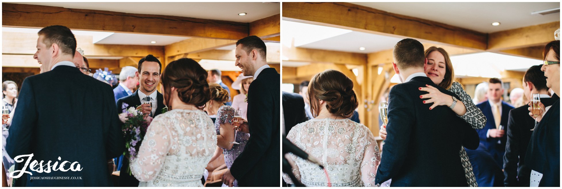 guests congratulation newly wed's after their ceremony