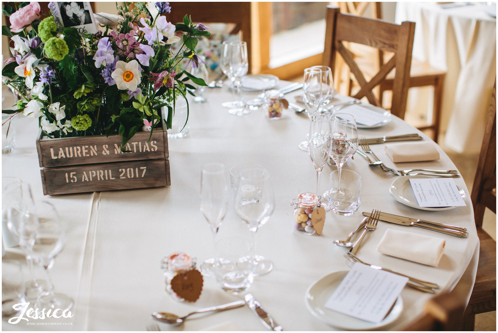 table laid up ready for wedding breakfast