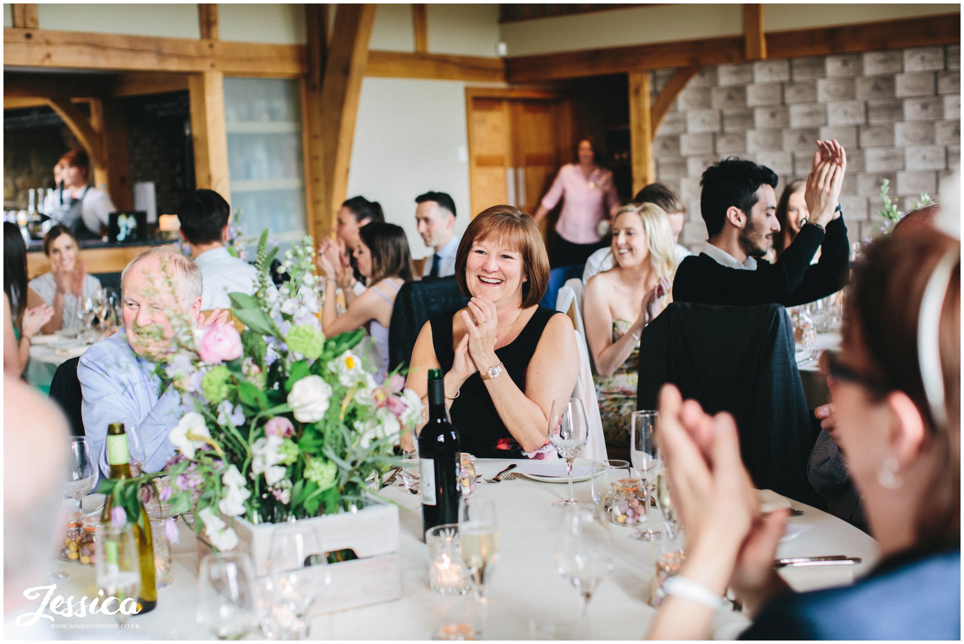 north wales wedding - guests clapping after the speeches end