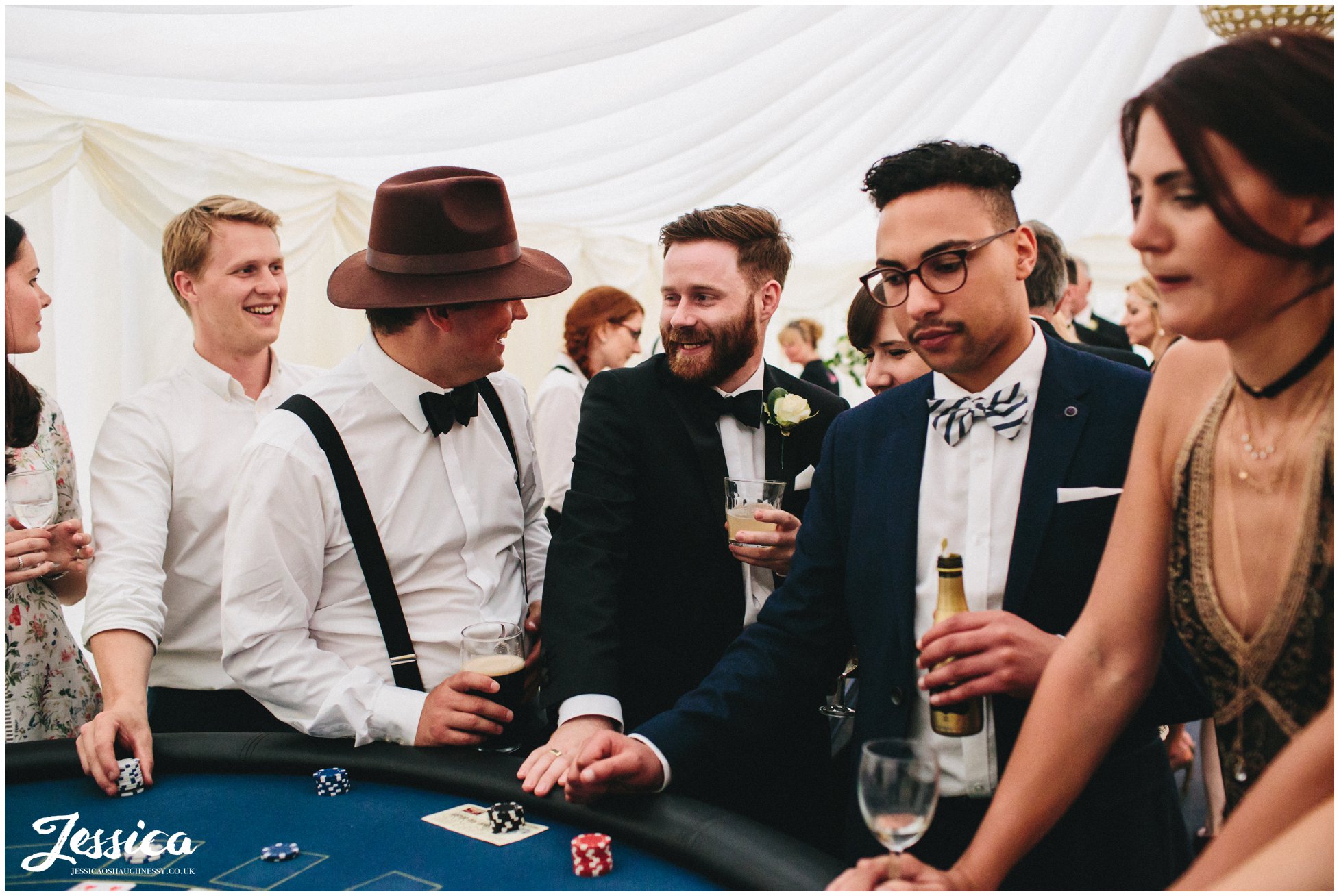 wedding guests gambling in the casino
