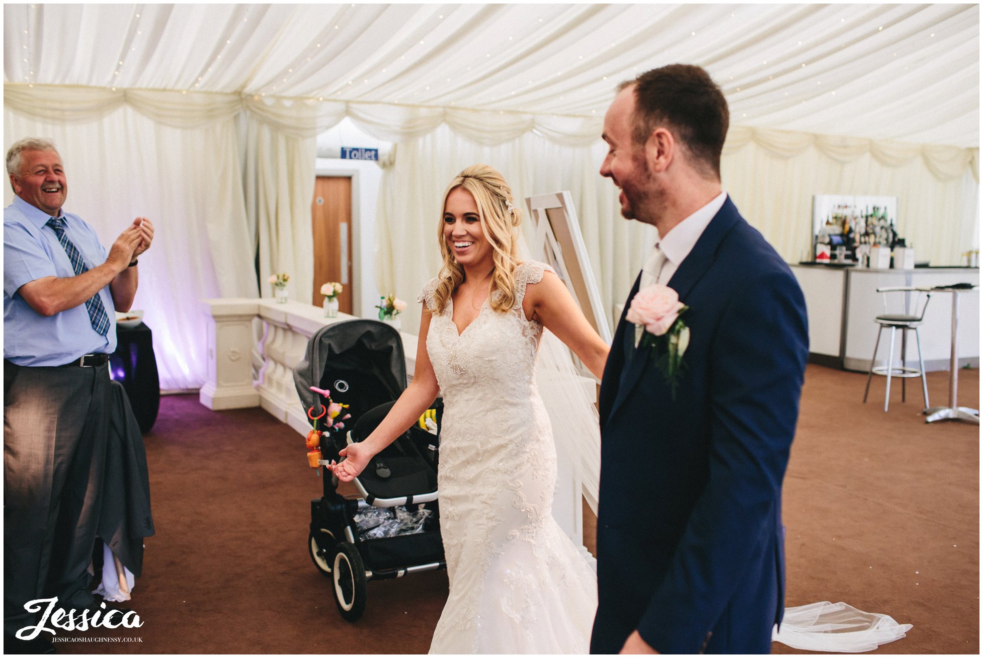 bride & groom announced into wedding room for their wedding breakfast