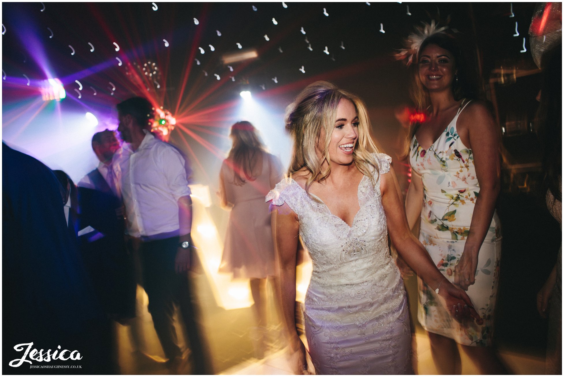 bride dances during her evening of her wedding