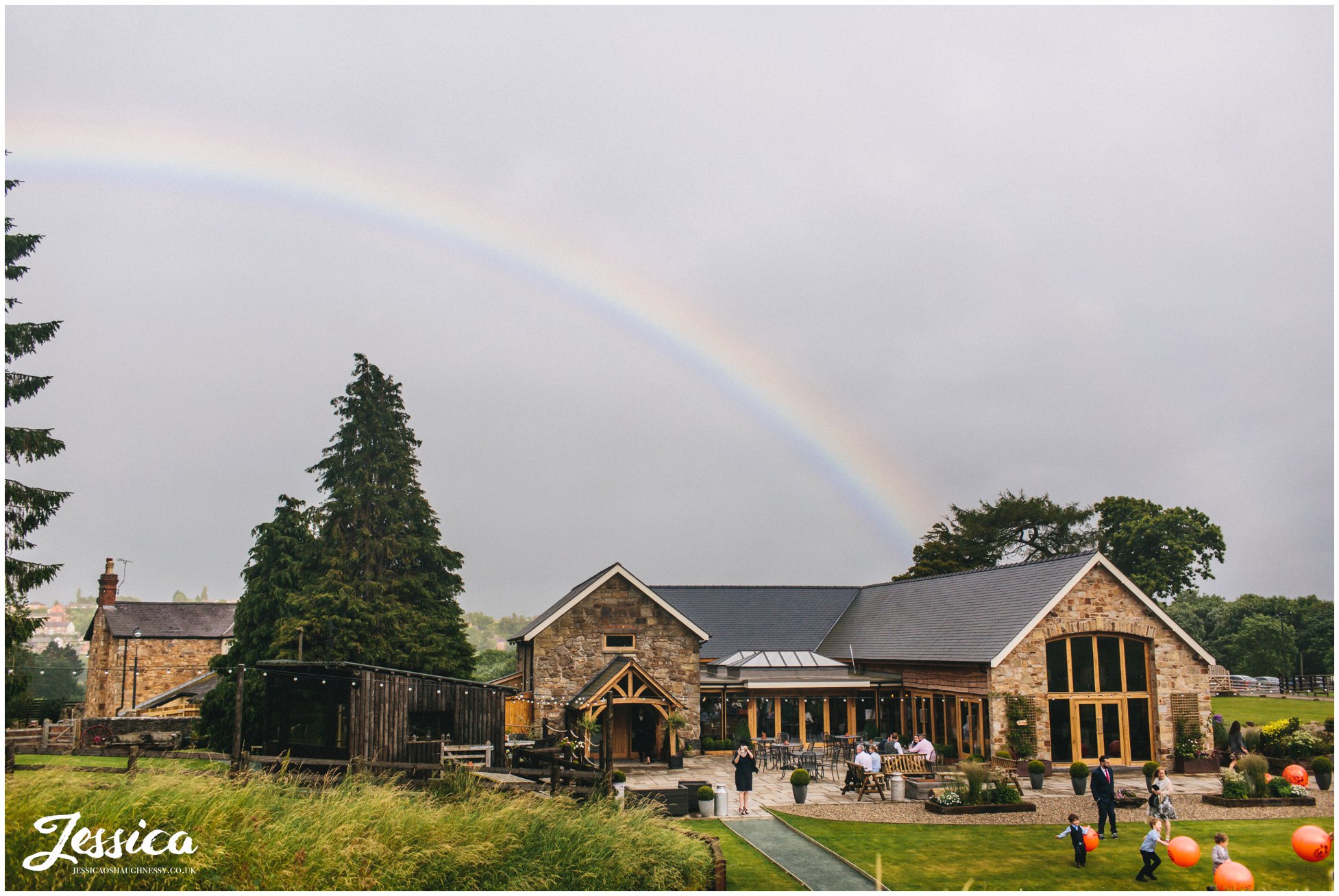 rainbow appears over tower hill barns