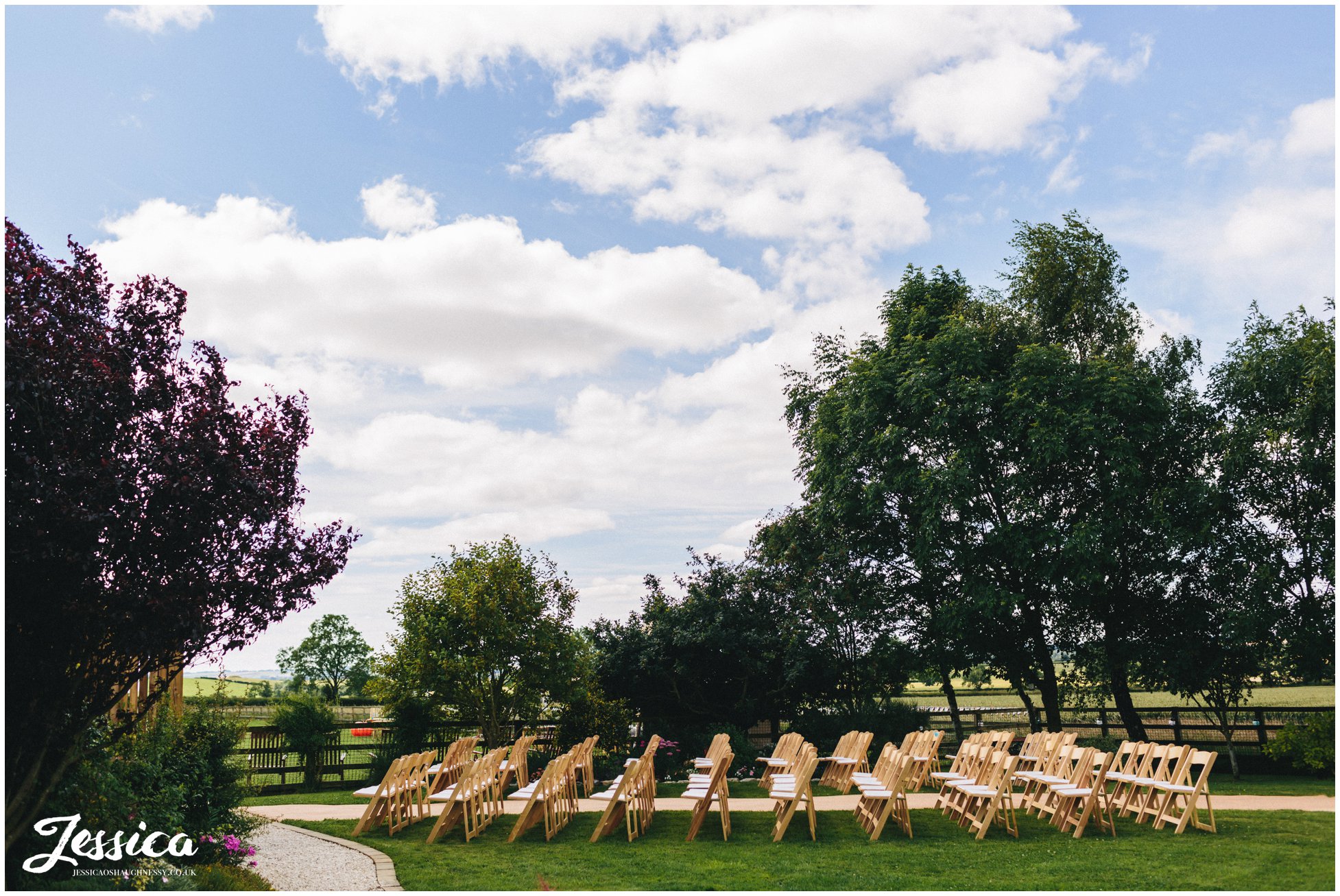 chairs laid out ready for the innisfree wedding ceremony in yorkshire