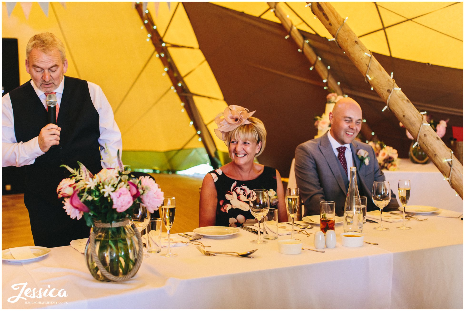 father of the bride gives speech in the yorkshire tipi