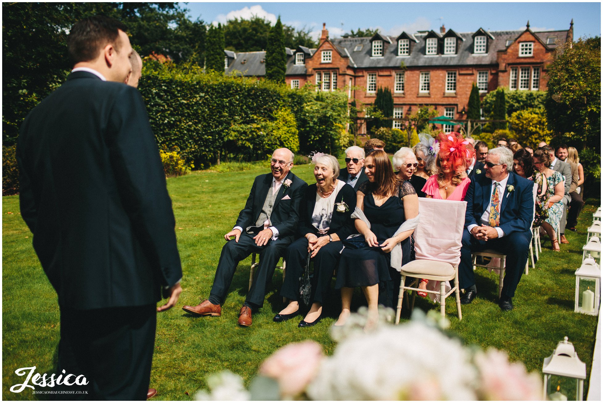 cheshire wedding photography - guests seated ready for ceremony