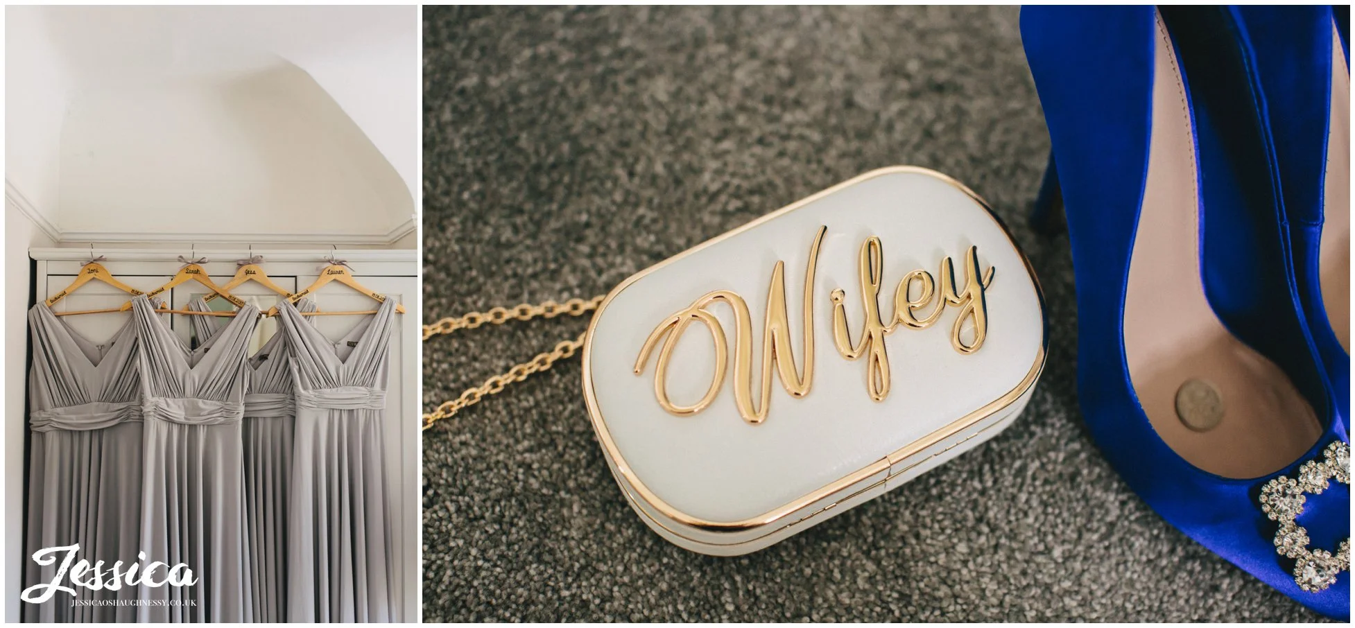 blue heels, wifey handbag & bridesmaid dresses