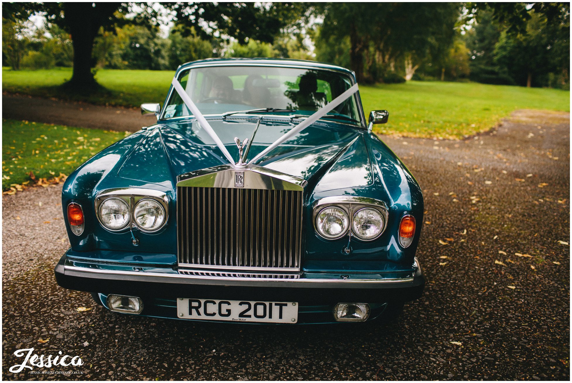 wedding car arrives at ness gardens - wirral wedding