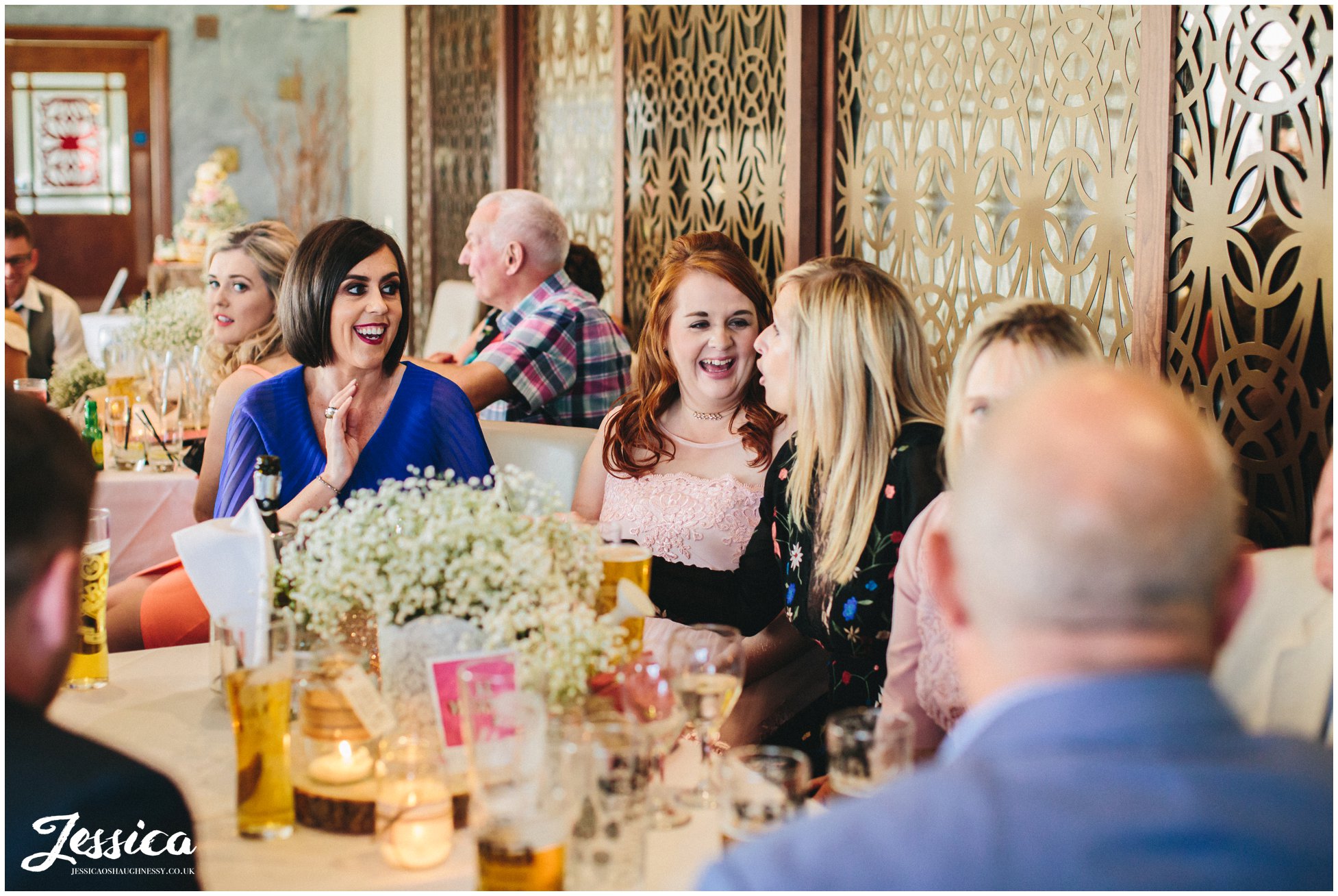 guests enjoying the wedding reception on the wirral