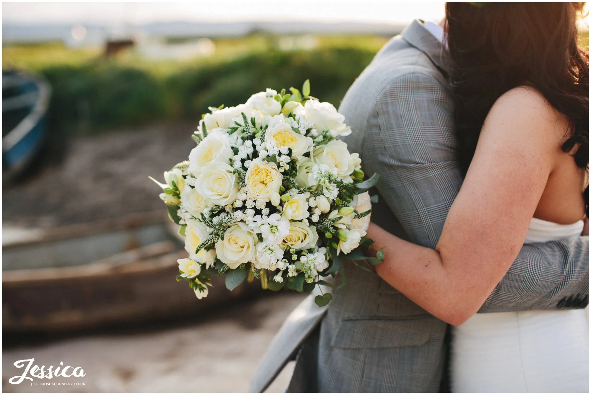 close up of bridal bouquet