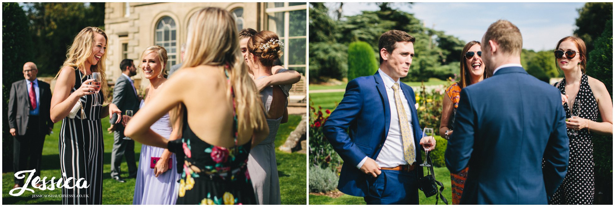 guests enjoying the sunshine outside prestwold hall