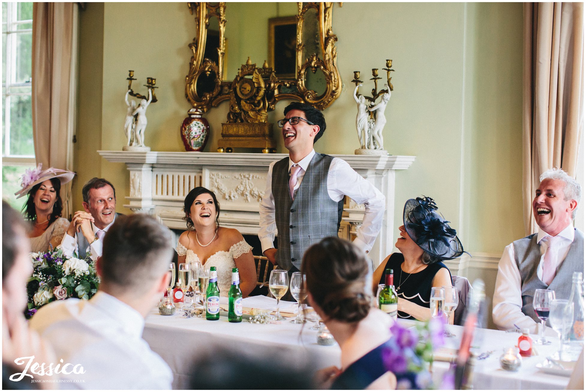 groom gives his wedding speech at prestwold hall