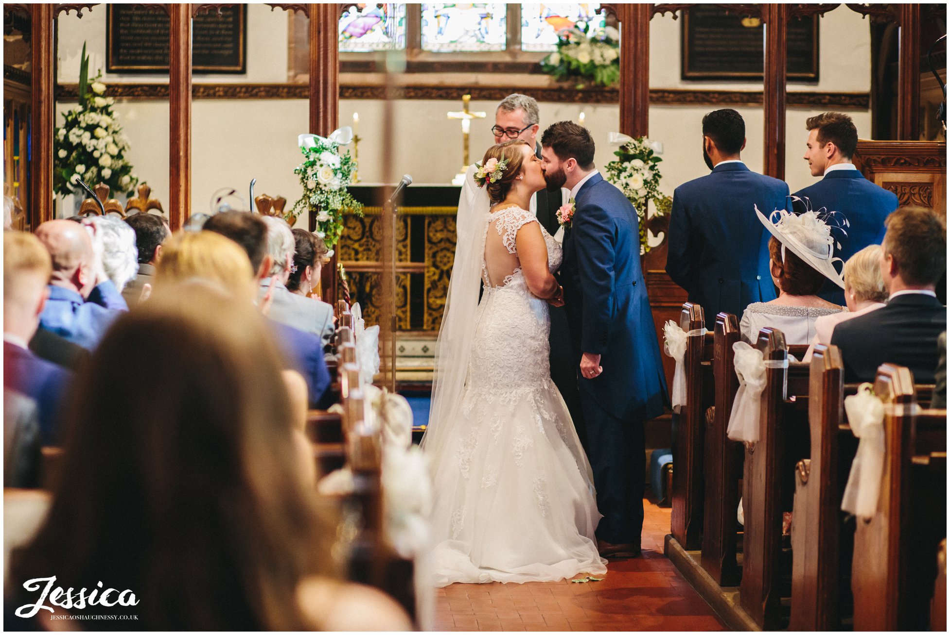 the first kiss at St. Peter's Church in cheshire