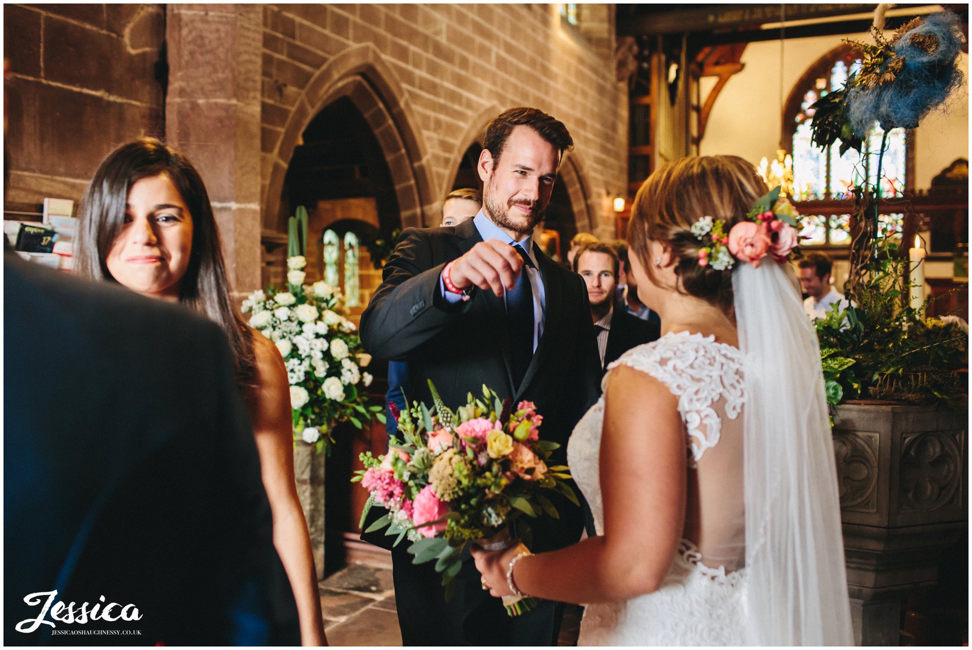 groom congratulates bride after her cheshire wedding ceremony