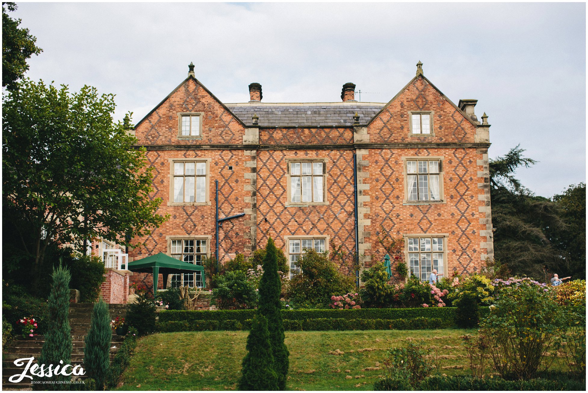 a view of willington hall at a cheshire wedding