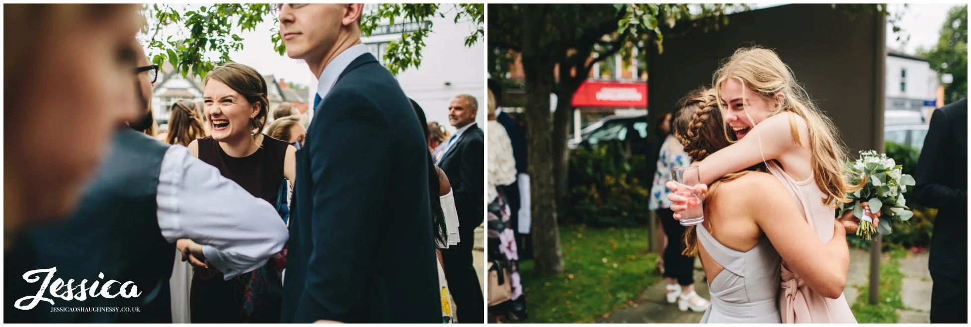 guests celebrating the new couple at a cheshire wedding