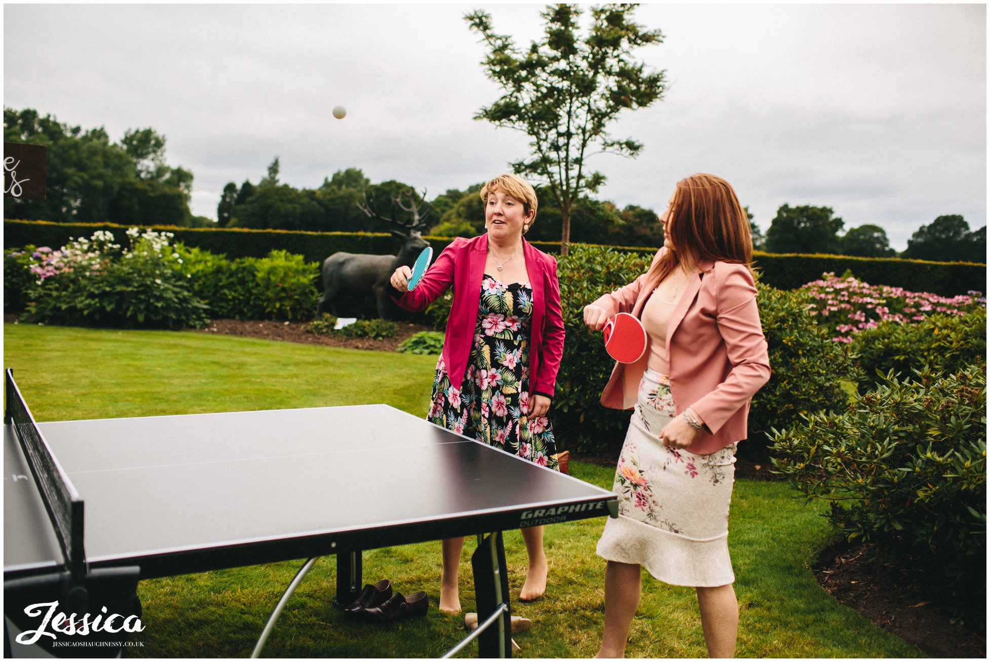 guests play ping pong at merrydale manor in cheshire