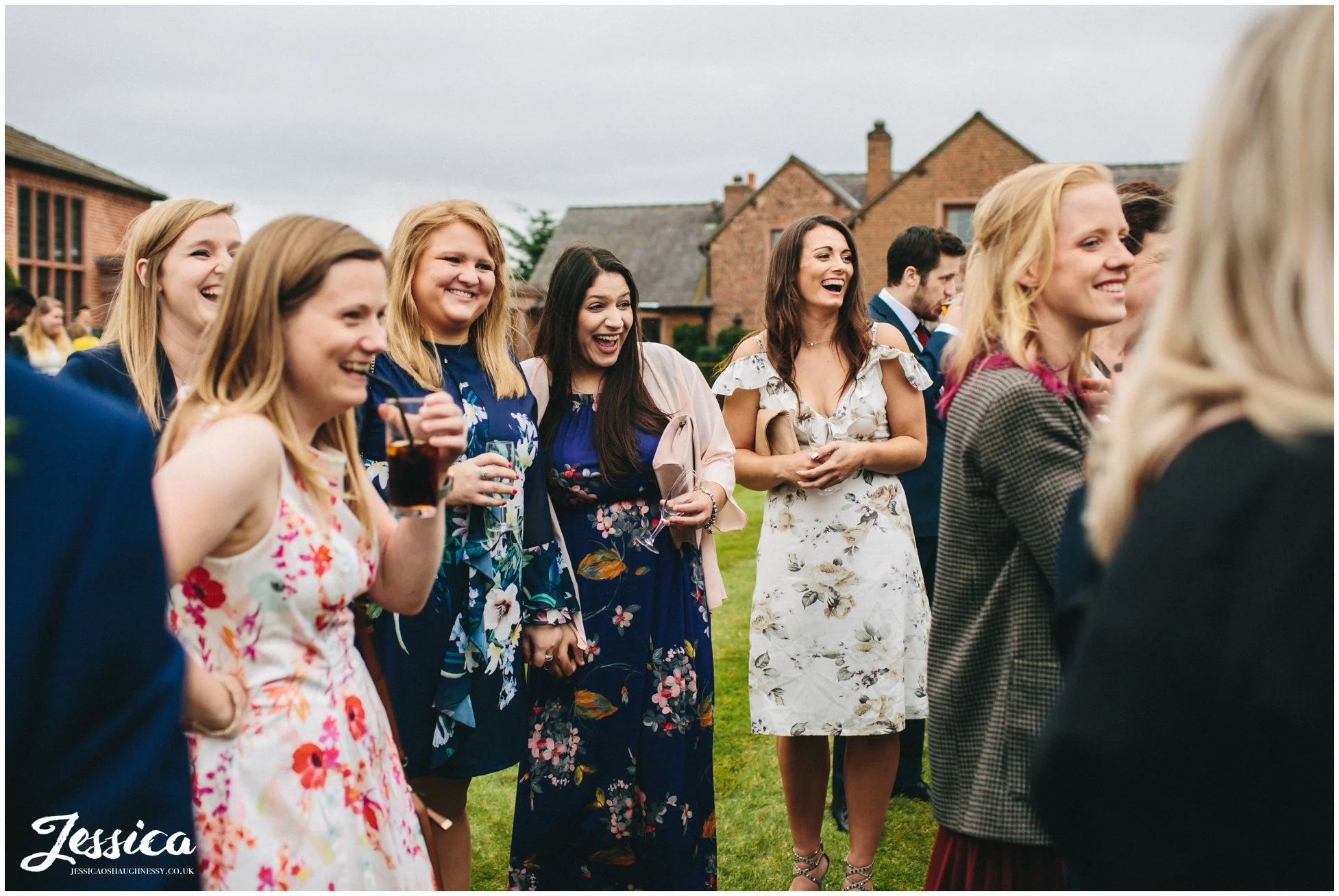 guests laughing at the newly wed's